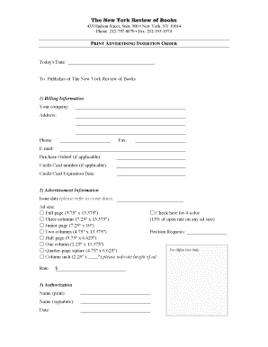 Print Advertising Insertion Order