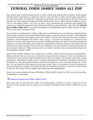 Federal Form 1040EZ 1040A All