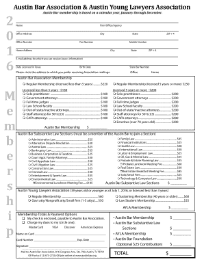 Austin Bar Association Membership Application