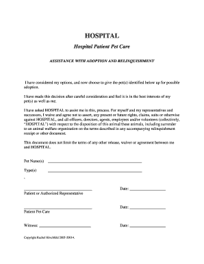 Pet Relinquishment Form