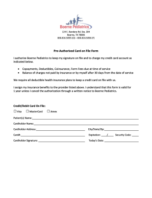 Pre-Authorized Card on File Form