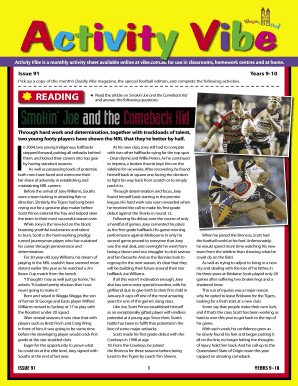 Activity Vibe Monthly Activity Sheet
