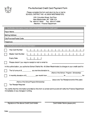 Pre-Authorized Credit Card Payment Form