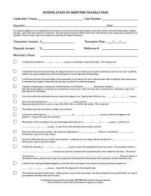 Notification of Disputed Transaction