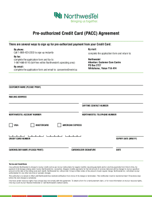Pre-Authorized Credit Card Agreement