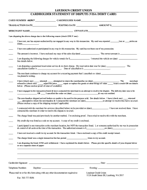 Visa Debit Card Dispute Form