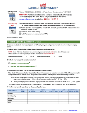 Plan Renewal Form for Flexible Spending Accounts
