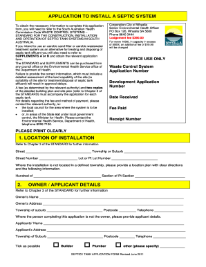Septic System Installation Application