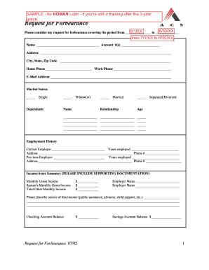 Request for Forbearance