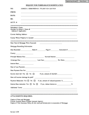 Request for Forbearance/Modification