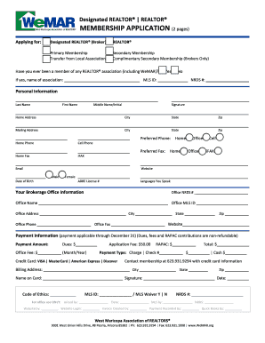 West Maricopa Association of REALTORS Membership Application