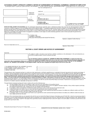 Cuyahoga County Garnishment of Personal Earnings