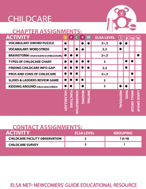 Childcare Vocabulary Worksheet