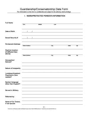 Guardianship Conservatorship Data Form