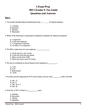 IRS Circular E Tax Guide Exam Prep