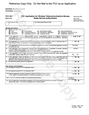 FCC 601 Application for Wireless Telecommunications Bureau