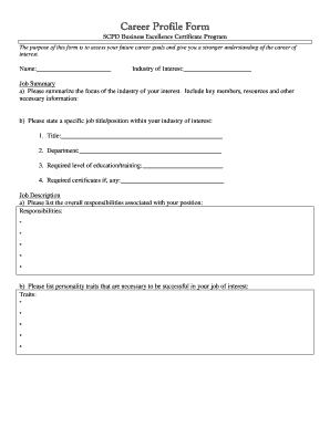Career Profile Form