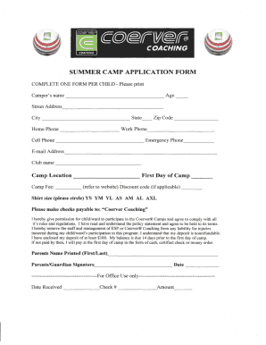 Summer Camp Application Form