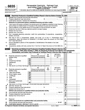 IRS Form 8835 Renewable Electricity and Coal Production Credit