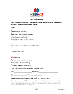 Early Warning Report for Patient Care