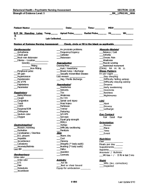 Psychiatric Nursing Assessment Form