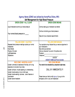 High Blood Pressure Self Management Form
