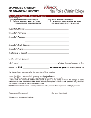 Sponsor's Affidavit of Financial Support