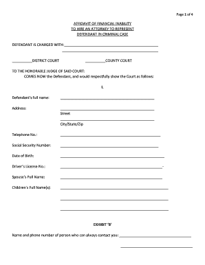 Affidavit of Financial Inability to Hire an Attorney
