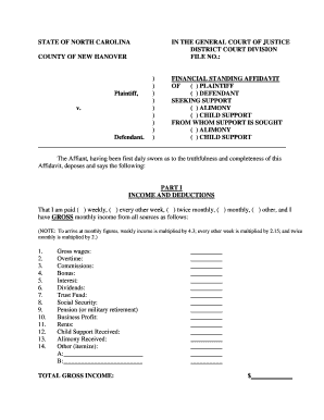 Financial Standing Affidavit