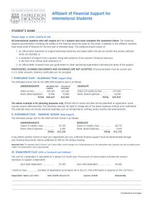 Affidavit of Financial Support for International Students
