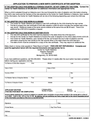 Alabama Adoption Birth Certificate Application