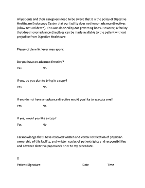 Advance Directive Policy Notice