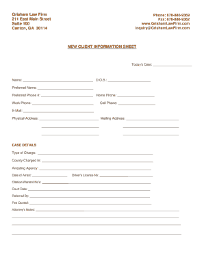 New Client Information Sheet