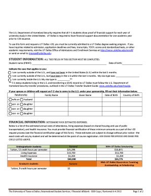 Financial Affidavit for F-1 Students