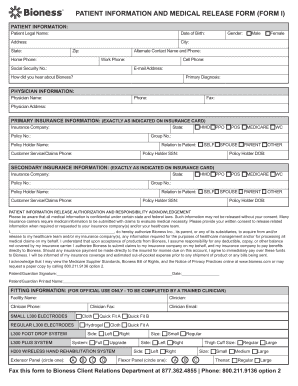 Patient Information and Medical Release Form