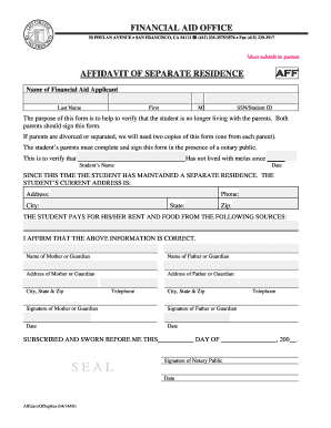 Affidavit of Separate Residence