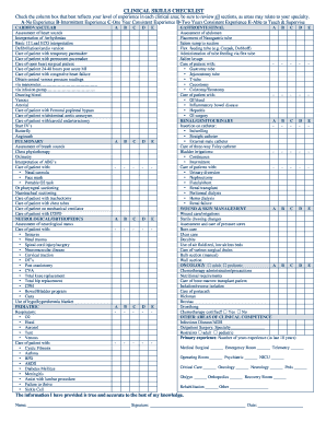 Clinical Skills Checklist