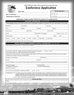 SGI-USA Florida Nature & Culture Center Conference Application