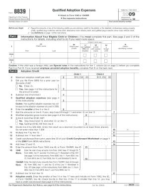 IRS Form 8839 Adoption Expenses