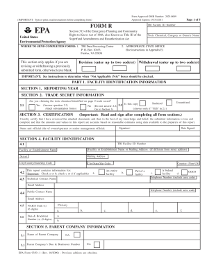 EPA Form R Toxic Chemical Release Inventory