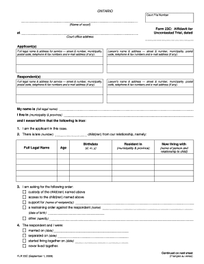 Form 23C: Affidavit for Uncontested Trial