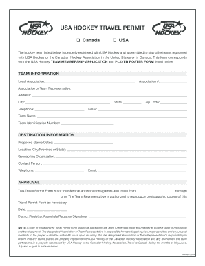 USA Hockey Travel Permit