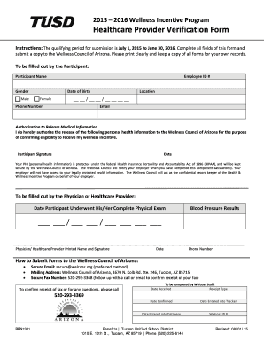 Wellness Incentive Program Healthcare Provider Verification Form