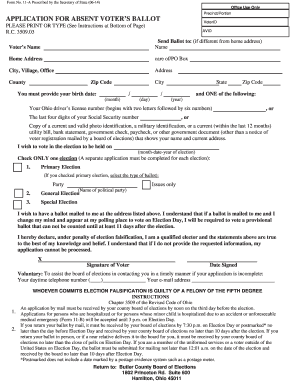 Ohio Absentee Voter Ballot Application