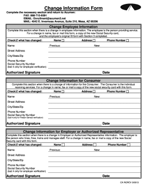 Change Information Form