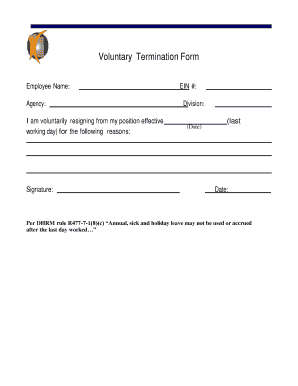 Voluntary Termination Form