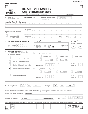 FEC Form 3 for Authorized Committee