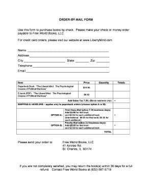 Order-By-Mail Form for Books