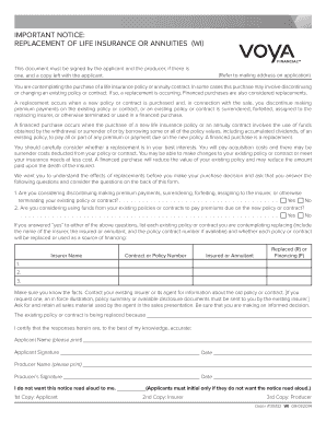 Wisconsin Life Insurance Replacement Notice