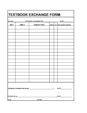 Textbook Exchange Form